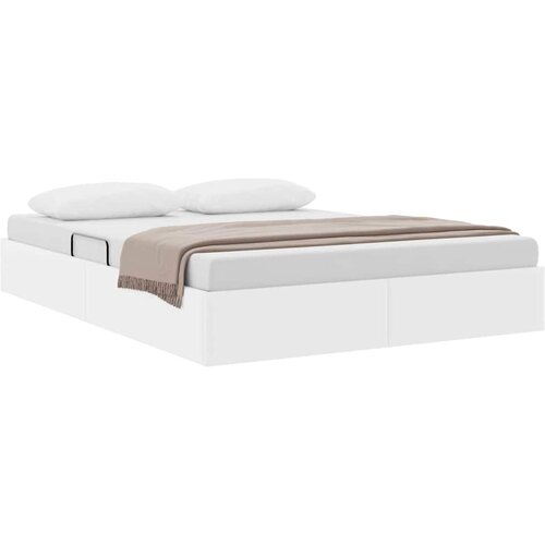 VidaXL Krevet s od storage Čista bijela 137 x 190 cm Umjetna koža - Bijela Puni Slike