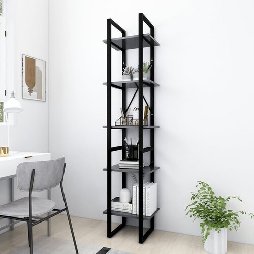 VidaXL Knjižna omara 5-nadstropna siva 40x30x175 cm iverna plo&amp;scaron;ča Slike