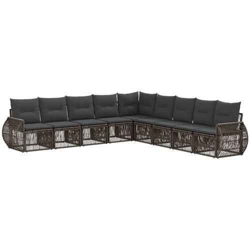vidaXL Vrtna sedežna garnitura 9 pcs Siva in temno siva poli ratan, (5000269317) Cene