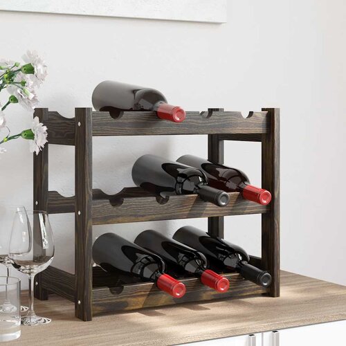  Stalak za vino za 12 boca crni od masivne borovine Cijene