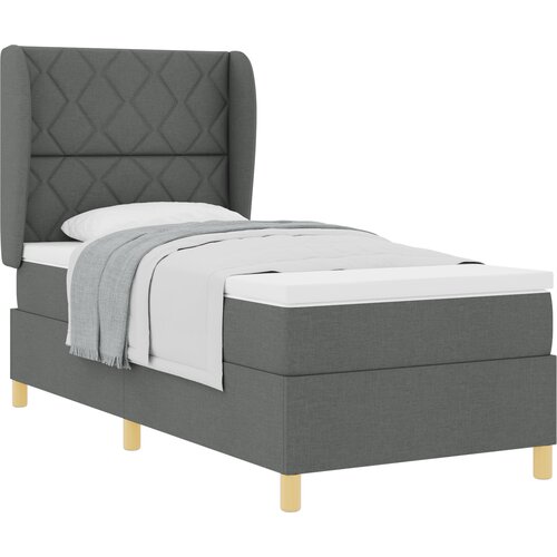 vidaXL Box Spring krevet s madracem tamno sivi 90x200 cm Tkanina Cijene