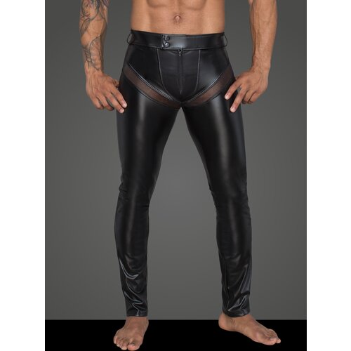 Noir Handmade H059 men's powerwetlook long pants with inserts and pockets made of 3D net l Cene