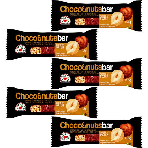 Vitalia žitni bar, lešnik i čokolada sa prelivom od crne čokolade, 35g, 5 komada Slike