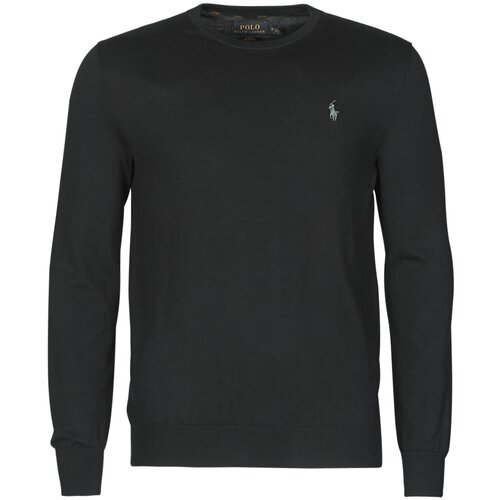 Polo Ralph Lauren Puloverji PULL COL ROND AJUSTE EN COTON PIMA LOGO PONY PLAYER Črna Cene
