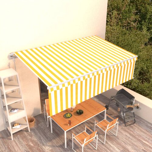 VidaXL Avtomatsko zložljiva tenda s senčilom 5x3 m rumena in bela Slike