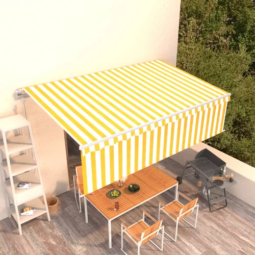 vidaXL Avtomatsko zložljiva tenda s senčilom 5x3 m rumena in bela