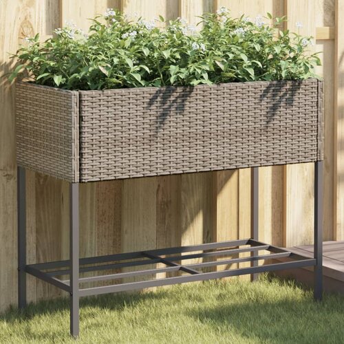  Vrtne sadilice s policom 2 kom sive 90 x 40 x 75 cm poliratan Cijene