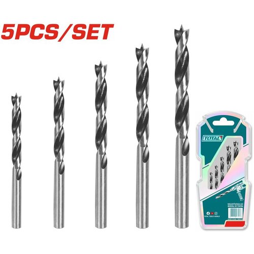 Total 5-delni set burgija za drvo, 3-8mm TACSD7055 Cene