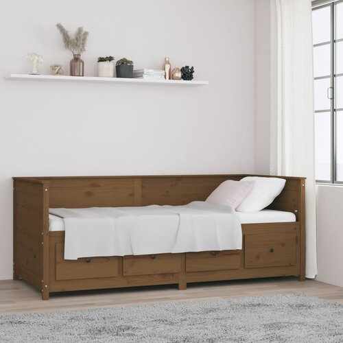 VidaXL Dnevna postelja medeno rjava 90x200 cm trdna borovina Slike