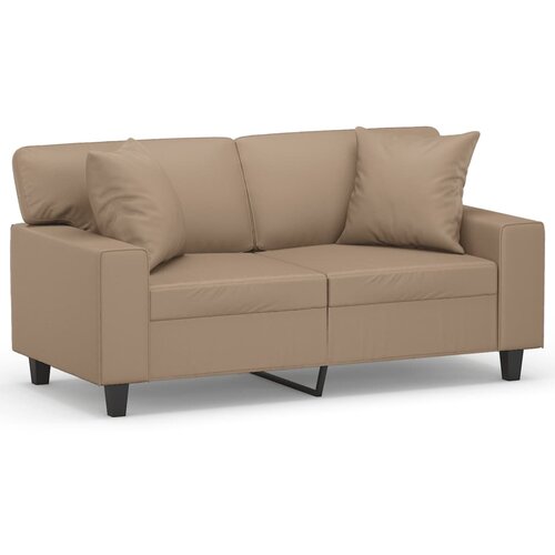 vidaXL Kavč dvosed z okrasnimi blazinami kapučino 120 cm umetno usnje, (20921540) Cene
