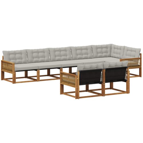 vidaXL Zunanja garnitura za sedenje 8 pcs Naravna in svetlo siva, (5000279622) Cene