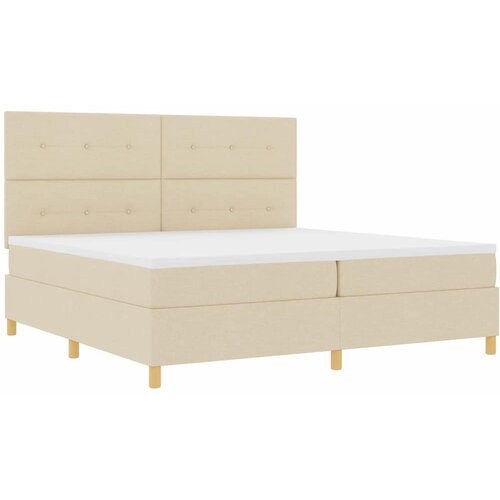  LED Box Spring Krevet s uzglavljem Krema 200 x 200 cm tkanina Slike