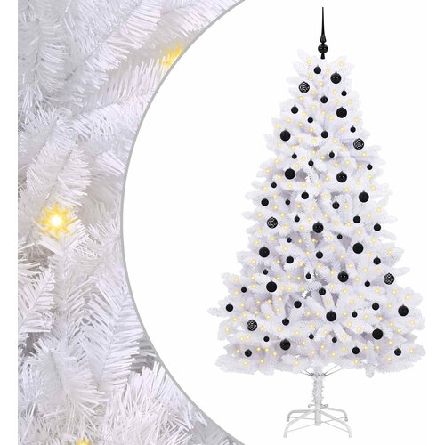 VidaXL Umjetno božićno drvce s nogom Bijelo 210 cm PVC i čelik - Crna 210 cm Slike
