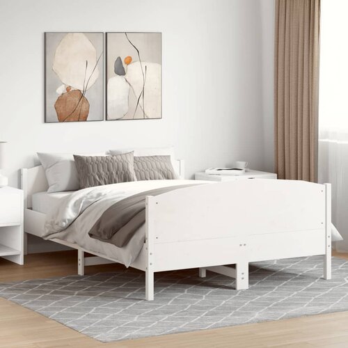  Okvir kreveta bez madraca bijeli 140x200 cm od masivne borovine Slike