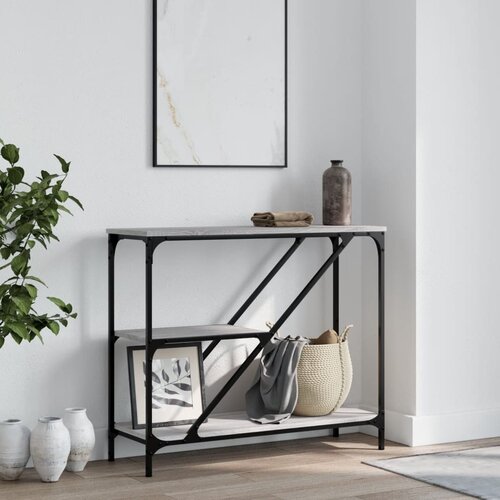 vidaXL Konzolna mizica siva sonoma 88,5x30x75 cm inženirski les Cene