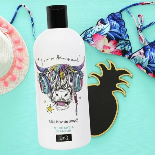 LaQ šampon i gel za tuširanje sa mirisom marakuje, papaje i breskve 2u1 - music cow 300ml Slike
