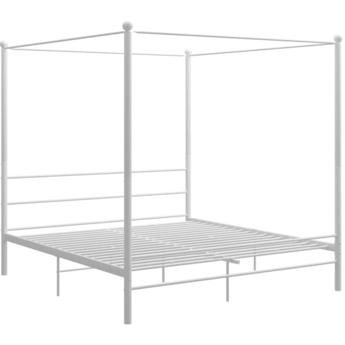 Maison Chic Posteljni okvir - Dvoposteljna postelja - Zakonska postelja z ogrodjem za baldahin bel kovinski 180x200 cm, (21695166) Slike