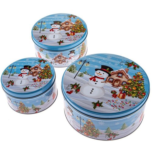 Dakls Metalne posude za namirnice u setu 3 kom za kekse Snowman – Cijene