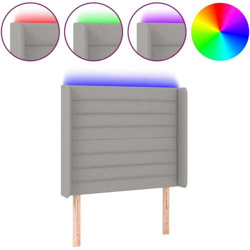 VidaXL LED posteljno vzglavje svetlo sivo 93x16x118/128 cm blago, (20951732) Slike