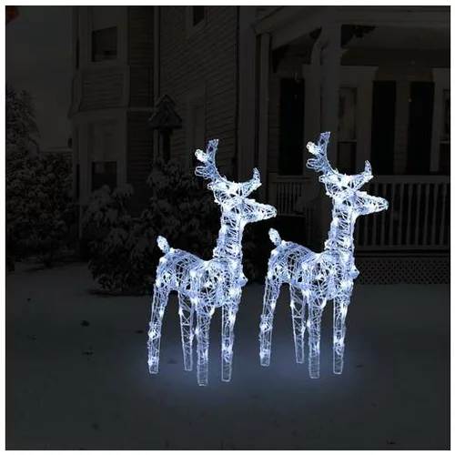  Božični severni jeleni 2 kosa hladno beli 80 LED akril
