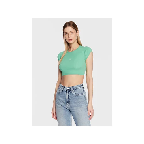 Calvin Klein Jeans Bluza J20J220709 Zelena Cropped Fit