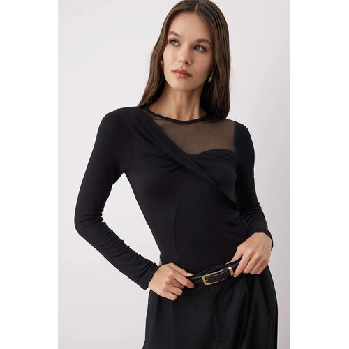 TRENDYOLMILLA ženska bluza Twoaw26Bz00173, Crna- Crna Cene