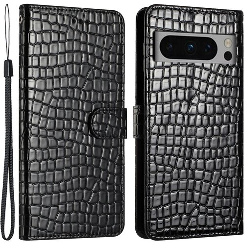 INORCO Krokodil, praskam odporen usnjen ovitek za stojalo za Google Pixel 8 Pro, torbica za telefon denarnica s pa&amp;scaron;čkom, (22035565) Slike