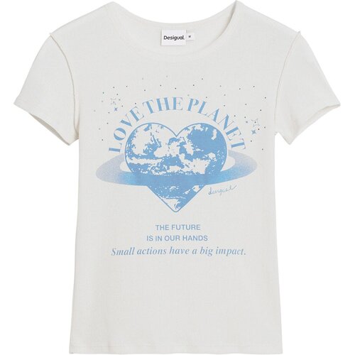 Desigual Majica &amp;#039;Love the planet&amp;#039; modra / bela Slike