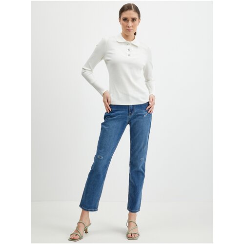 Orsay White Womens Ribbed Polo T-Shirt - Women Slike