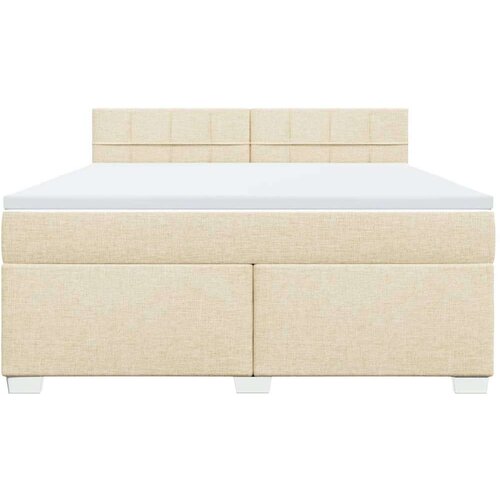 VidaXL Krevet s oprugama i madracem krem 180x200 cm od tkanine Slike