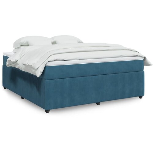 VidaXL Box spring postelja z vzmetnico temno modra 180x200 cm žamet Slike