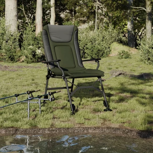 vidaXL Ribička stolica s naslonima za ruke sklopiva zelena