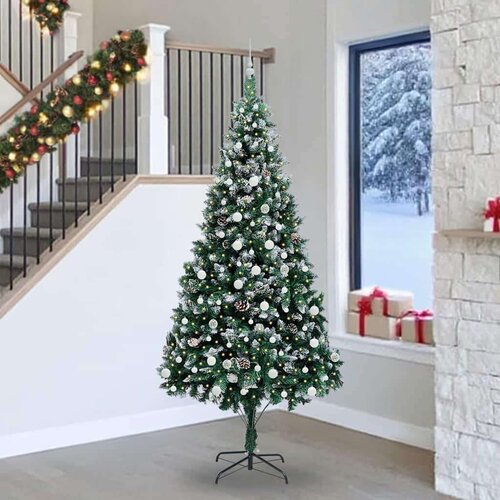 vidaXL Umestno božično drevo Zelena 240 cm PVC, jeklo in plastika Cene
