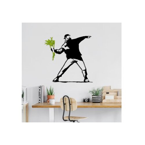 Wallity Zidna dekoracija Mahovina-Cvijeće Gang, 70x69cm, Crna Slike