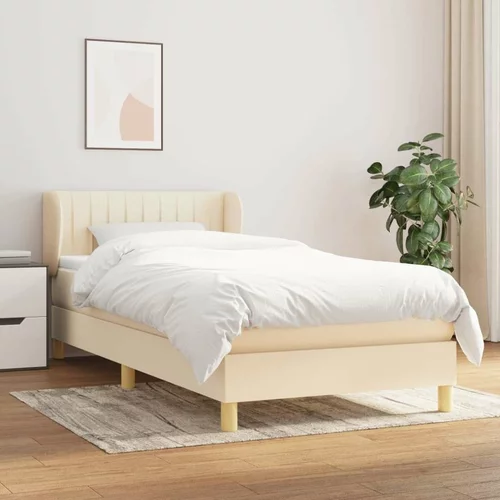  Box spring postelja z vzmetnico krem 100x200 cm blago, (20724877)