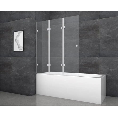 Aurlane zložljiva stena za kopalno kad silver elegance 120x140 cm krom 3-krilna Cene
