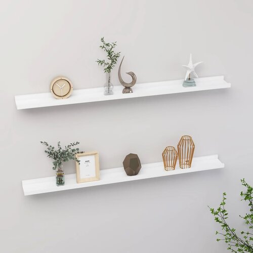 VidaXL Stenska polica 2 kosa bela 100x9x3 cm Slike