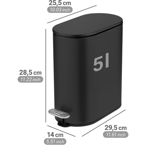 Wenko Mat črn jeklen ko&amp;scaron; za smeti s pedalom 5 l Collungo &amp;ndash; Slike