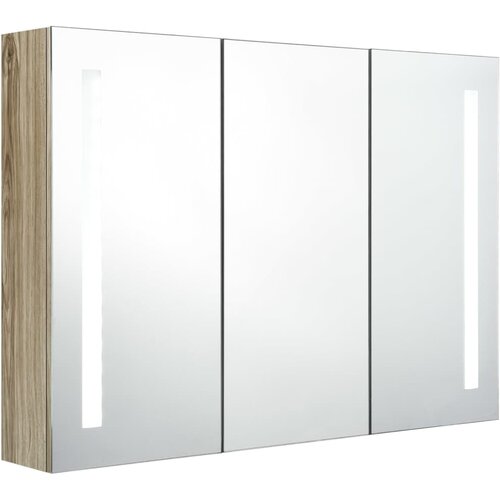Maison Chic LED Kopalniška omarica - Kopalniški kabinet z ogledalom 89x14x62 cm hrast, (21794868) Cene