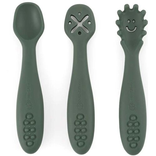 Petite&Mars Silikonske žlice za učenje 3 kosi 6 m+ Take&Match, Misty Green Cene