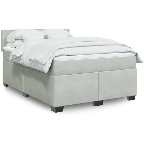 vidaXL Box spring postelja z vzmetnico svetlo siva 160x200 cm žamet Cene