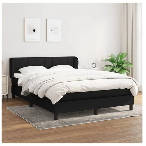 vidaXL Box spring postelja z vzmetnico crna 140x200 cm blago