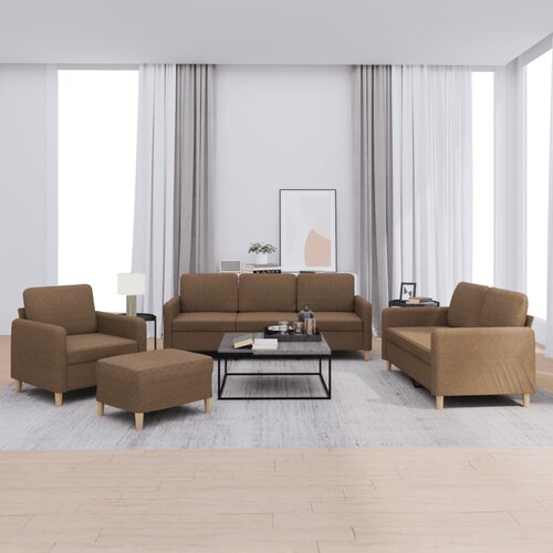  4-dijelni set sofa s jastucima smeđi od tkanine Cijene