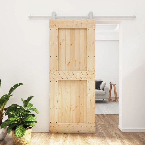 vidaXL Drsna vrata s kompletom vodil 85x210 cm trdna borovina Cene