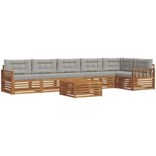  Set vanjskih sofa 7 kom. Prirodna i svijetlo siva Slike