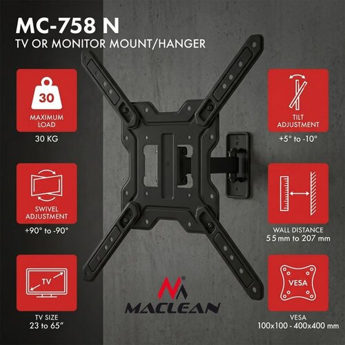 Maclean Stenski nosilec Mac-Lean MC-758 N max 30kg, (5000559835) Slike