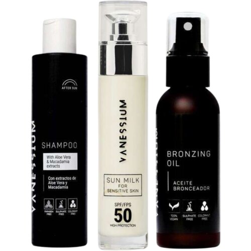 Vanessium Set Mleko za sunčanje za osetljivu kožu 50ml, &amp;Scaron;ampon za posle sunčanja 200ml, Ulje za sunčanje 100ml Slike