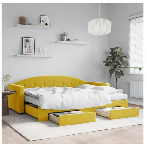 vidaXL Izvlečna dnevna postelja s predali rumena 80x200 cm ž Cene