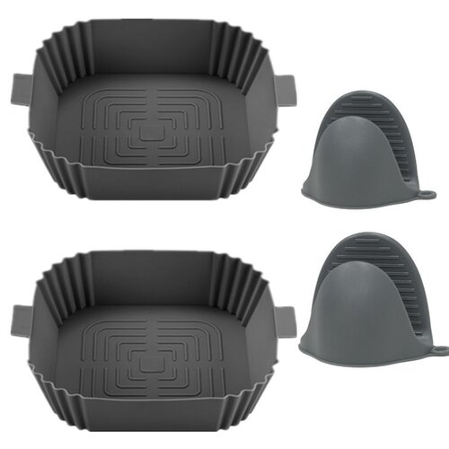 INF Silikonski lonec za cvrtnik z rokavicami za 2 paketa Grey, (21247953) Slike