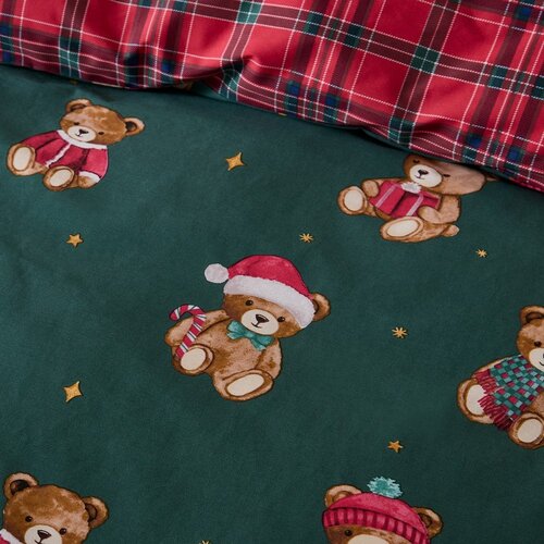 Catherine Lansfield Rdeča/temno zelena posteljnina za zakonsko posteljo 200x200 cm Christmas Tartan Teddy Bear &amp;ndash; Slike